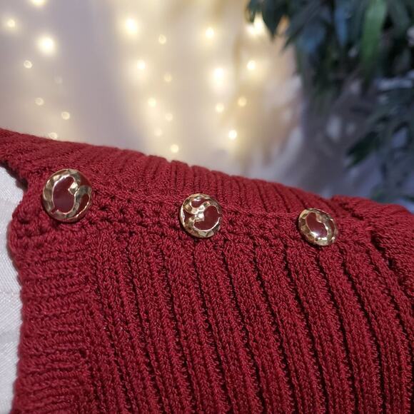 St. John for Jacobsons Vtg Santana Knit Sweater Womens Size S Red Button Accent - Picture 7 of 9